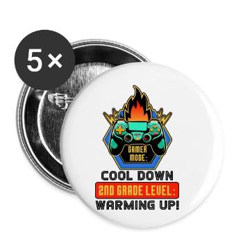 Enfants Retour à l’école Mode Joueur 2ème Année Niveau - Lot de 5 petits badges (25 mm) - blanc - Devant