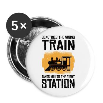 Services de train Amoureux du train Gare - Lot de 5 petits badges (25 mm) - blanc - Devant