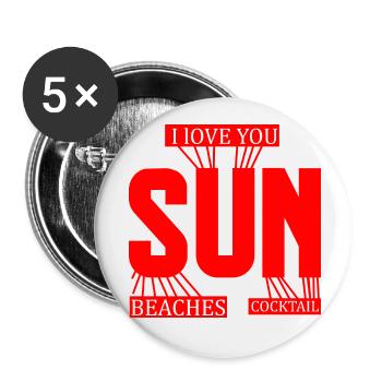 j'adore le soleil plage et cocktail - Lot de 5 petits badges (25 mm) - blanc - Devant
