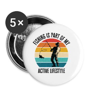La pêche fait partie de mon mode de vie actif - Lot de 5 petits badges (25 mm) - blanc - Devant