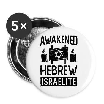 Hébreu éveillé Israël Israël Juif Israélien - Lot de 5 petits badges (25 mm) - blanc - Devant