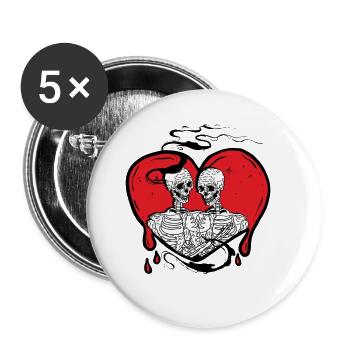 Till Death Midnight Lovers Gothic Skull Bones - Buttons small 1''/25 mm (5-pack) - white - Front
