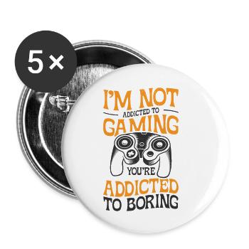 Addiction au jeu Gamers Fin de jeu Jeux vidéo - Lot de 5 petits badges (25 mm) - blanc - Devant