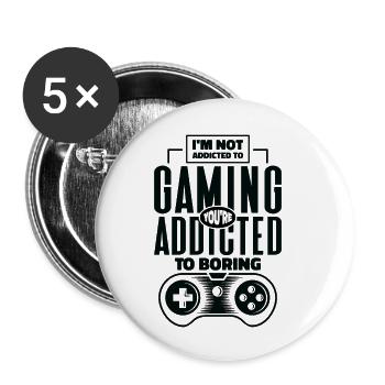 Addiction au jeu Gamers Fin de jeu Jeux vidéo - Lot de 5 petits badges (25 mm) - blanc - Devant