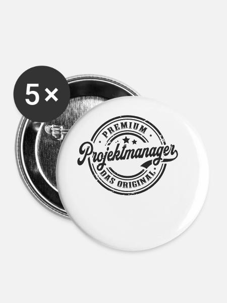 Projektmanager Original Projekt Manager - Buttons klein 25 mm (5er Pack) - Weiß