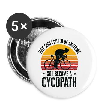 Funny Cycling Riders Cyclist Bicycle Mountain - Buttons small 1''/25 mm (5-pack) - white - Front