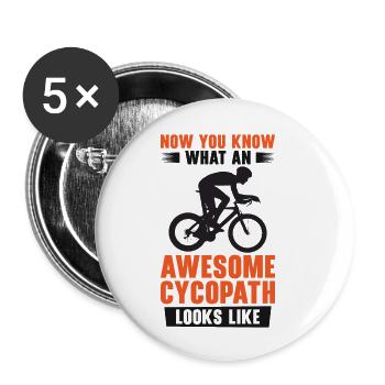 Funny Cycling Riders Cyclist Bicycle Mountain - Buttons small 1''/25 mm (5-pack) - white - Front