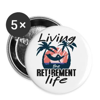 Retraité en hamac - Lot de 5 petits badges (25 mm) - blanc - Devant