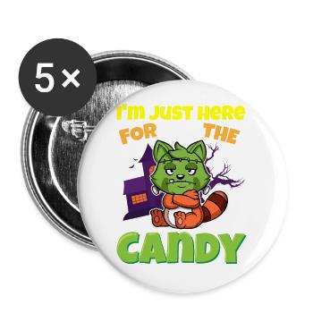 I'm Just Here For The Candy Scary Halloween Beast - Buttons klein 25 mm (5er Pack) - Weiß - Vorne