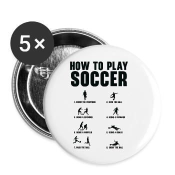Wie man Fußball spielt Fußballspieler Sport - Buttons klein 25 mm (5er Pack) - Weiß - Vorne