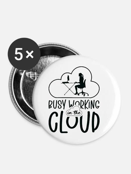 Cloud Computing Programmierer Kodierung - Buttons klein 25 mm (5er Pack) - Weiß