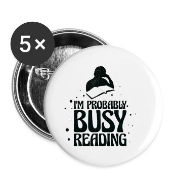 Busy Reading Book Lover Activity Book Literature - Buttons small 1''/25 mm (5-pack) - white - Front