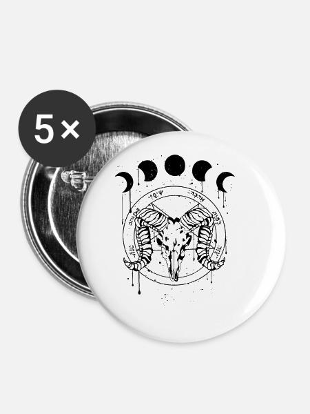 Occult Devil Grunge Gothic Aesthetic - Buttons klein 25 mm (5er Pack) - Weiß