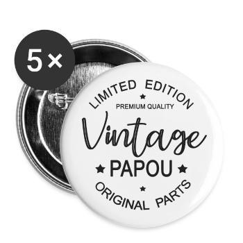 Vintage Papou Cool Geburtstag Geschenk Opa - Buttons klein 25 mm (5er Pack) - Weiß - Vorne