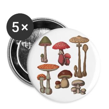 Mushroom Mycology Fungi Foraging Mushroom Lover - Buttons small 1''/25 mm (5-pack) - white - Front