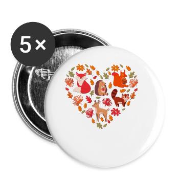 Amoureux de la nature Faune Forêt Animaux Jungle - Lot de 5 petits badges (25 mm) - blanc - Devant