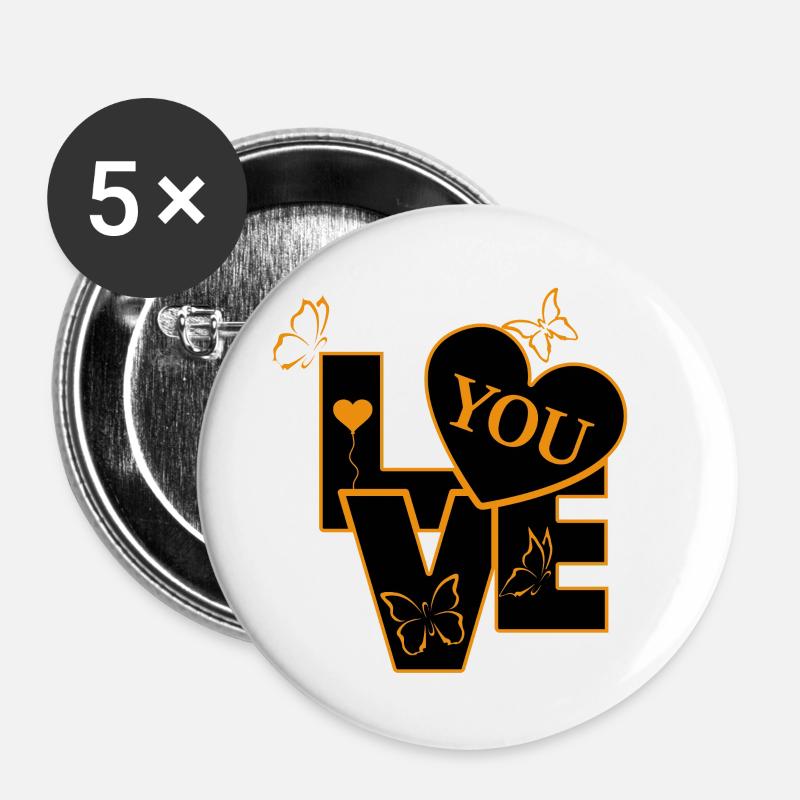Love You - Buttons small 1''/25 mm (5-pack) - white