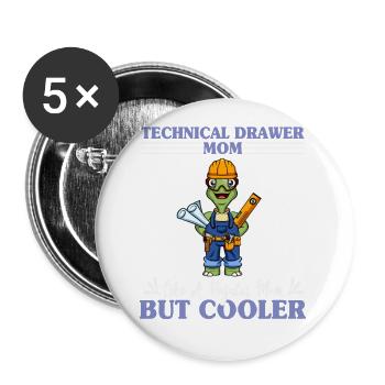 Technical Drawer Mom Like A Regualr Mom But Cooler - Buttons klein 25 mm (5er Pack) - Weiß - Vorne