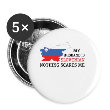 Nichts macht mir Angst Slowenischer Ehemann - Buttons klein 25 mm (5er Pack) - Weiß - Vorne