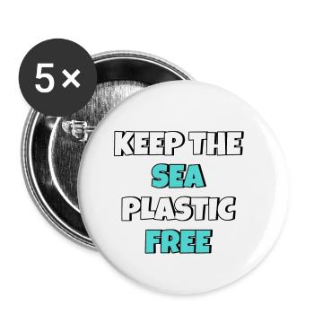 Keep The Sea Plastic Free Umweltschutz Meer retten - Buttons klein 25 mm (5er Pack) - Weiß - Vorne