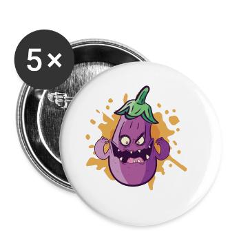 Halloween Eggplant Monster Healthy Food Lovers - Buttons small 1''/25 mm (5-pack) - white - Front