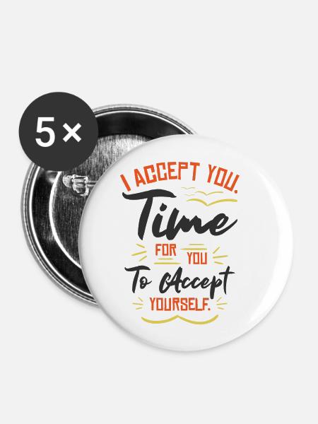 Inspirierender Motivator Selbstfürsorge - Buttons klein 25 mm (5er Pack) - Weiß