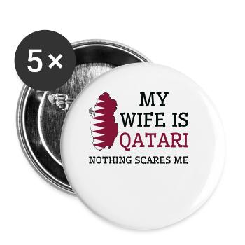 Nothing Scares Me Qatari Wife Qatar - Buttons small 1''/25 mm (5-pack) - white - Front