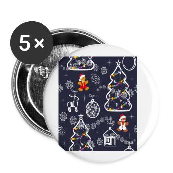 Motif festif sans couture avec arbre de Noël - Lot de 5 petits badges (25 mm) - blanc - Devant