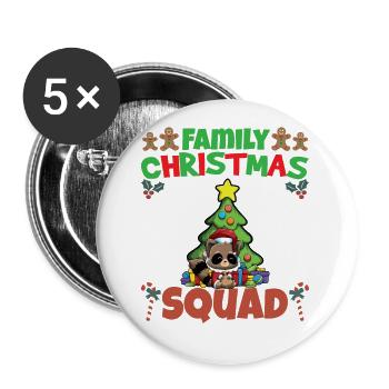 Escouade de Noël familiale Vacances X-Mas - Lot de 5 petits badges (25 mm) - blanc - Devant
