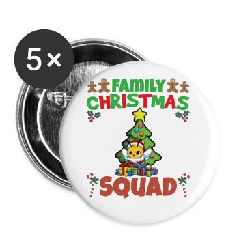 Escouade de Noël familiale Vacances X-Mas - Lot de 5 petits badges (25 mm) - blanc - Devant
