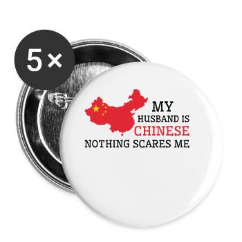Rien ne me fait peur, mari chinois Chine - Lot de 5 petits badges (25 mm) - blanc - Devant