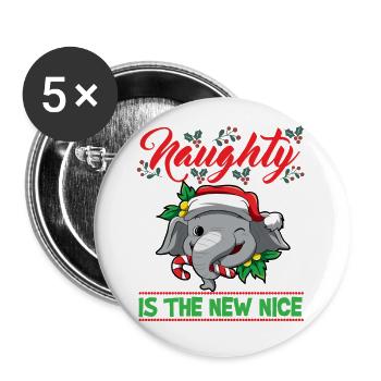 Naughty Is The New Nice Christmas Santa Xmas - Buttons small 1''/25 mm (5-pack) - white - Front