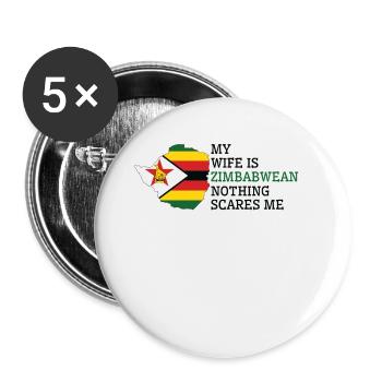 Rien ne me fait peur femme zimbabwéenne - Lot de 5 petits badges (25 mm) - blanc - Devant