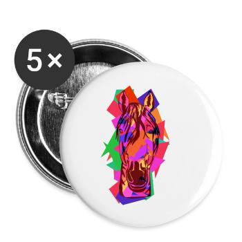 Buntes Pferd Wpap Art Geometrische Pop Art - Buttons klein 25 mm (5er Pack) - Weiß - Vorne
