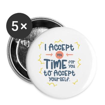Inspirierender Motivator Selbstfürsorge - Buttons klein 25 mm (5er Pack) - Weiß - Vorne