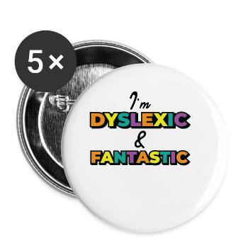 Dyslexia Awareness Colorful Learning Disability - Buttons small 1''/25 mm (5-pack) - white - Front
