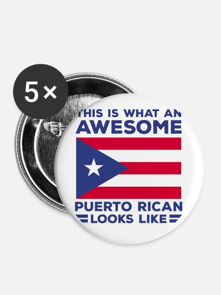 Puerto Rico - Buttons klein 25 mm (5er Pack) - Weiß