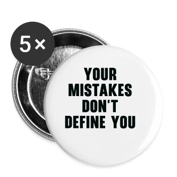 Erreur Sagesse Citations Positivité Vie Citations - Lot de 5 petits badges (25 mm) - blanc - Devant