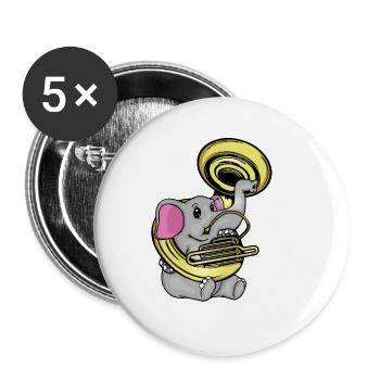 Sousaphone Musik Big Band Orchester Süßer Elefant - Buttons klein 25 mm (5er Pack) - Weiß - Vorne