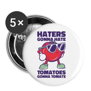 Tomate Jardinier Amoureux Drôle de Jardinier - Lot de 5 petits badges (25 mm) - blanc - Devant