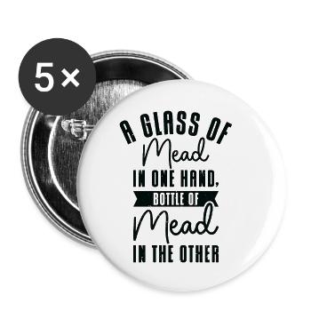 Honig Wein Met Biene Hausbrauer Viking Renaissance - Buttons klein 25 mm (5er Pack) - Weiß - Vorne