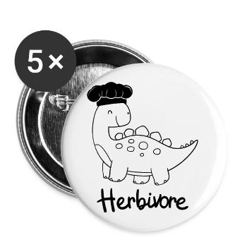 Herbivorous Dinosaurs with Chef's Hat Chef - Buttons small 1''/25 mm (5-pack) - white - Front