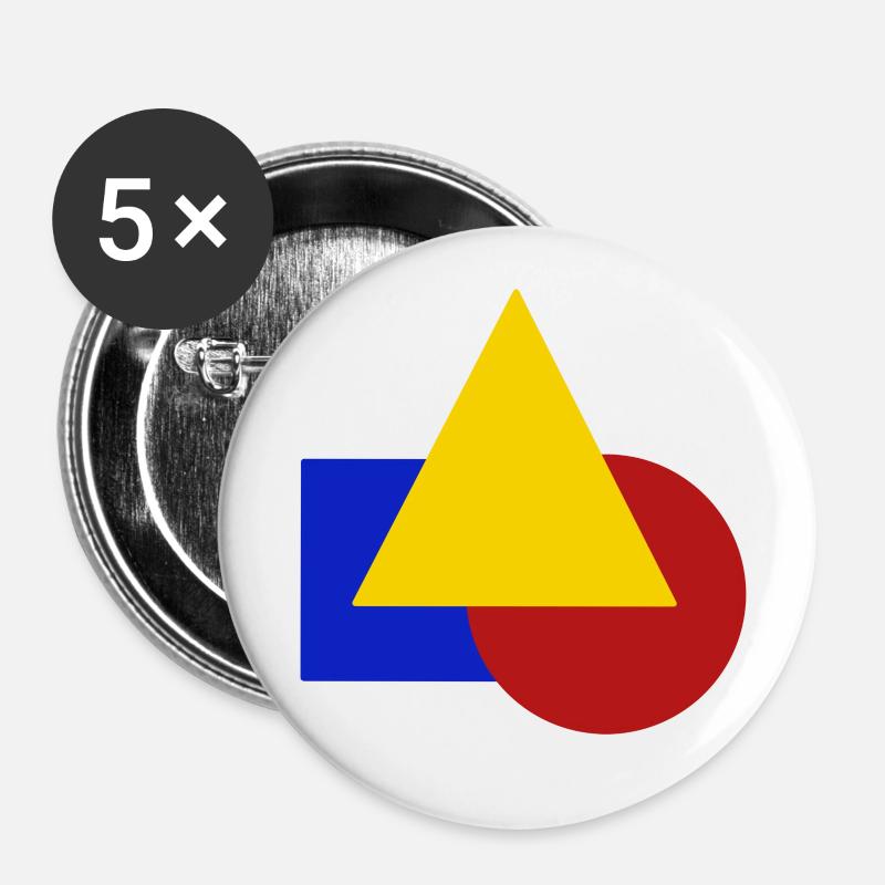 Geometrisch - Buttons klein 25 mm (5er Pack) - Weiß