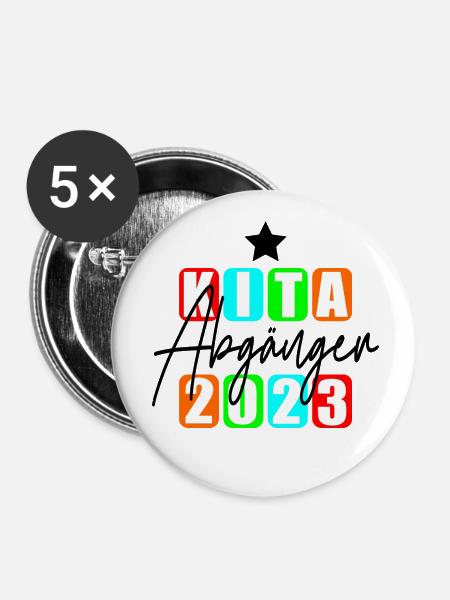 Kita Abgänger 2023 - Buttons klein 25 mm (5er Pack) - Weiß