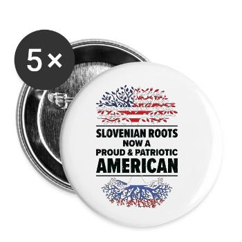 Geboren slowenisch Slowenien amerikanisch USA - Buttons klein 25 mm (5er Pack) - Weiß - Vorne