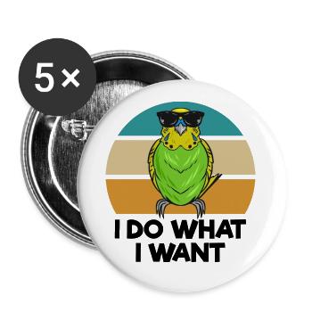 Perruche ondulée - Lot de 5 petits badges (25 mm) - blanc - Devant