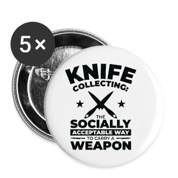 Messersammler Messer Sammeln - Buttons klein 25 mm (5er Pack) - Weiß - Vorne