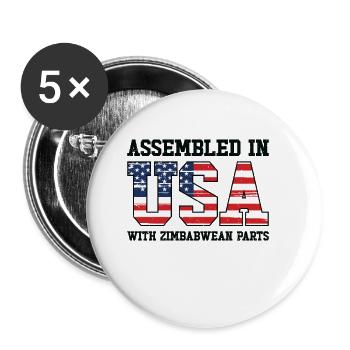 Né au Zimbabwe Zimbabwe États-Unis - Lot de 5 petits badges (25 mm) - blanc - Devant