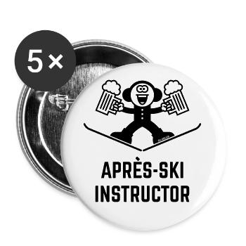Après-Ski Instructor (Bier / Karikatur / 1C) - Buttons klein 25 mm (5er Pack) - Weiß - Vorne