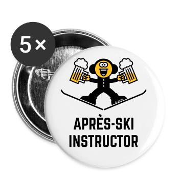 Après-Ski Instructor (Bier / Karikatur / 3C) - Buttons klein 25 mm (5er Pack) - Weiß - Vorne